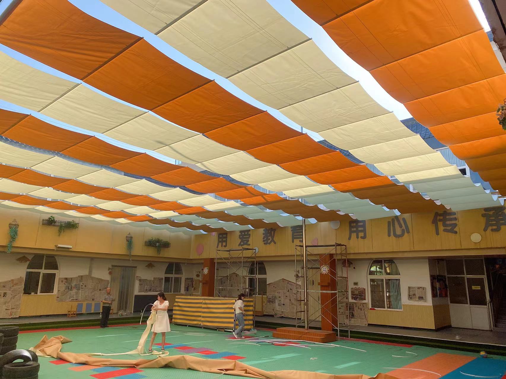 新疆幼儿园户外遮阳帘遮阳棚定制